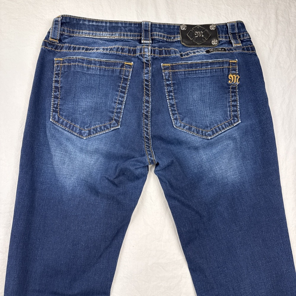 Miss Me JEANS WOMENS 31x30.5 SKINNY SIMPLE DARK WASH THICK STITCH WHISKERING